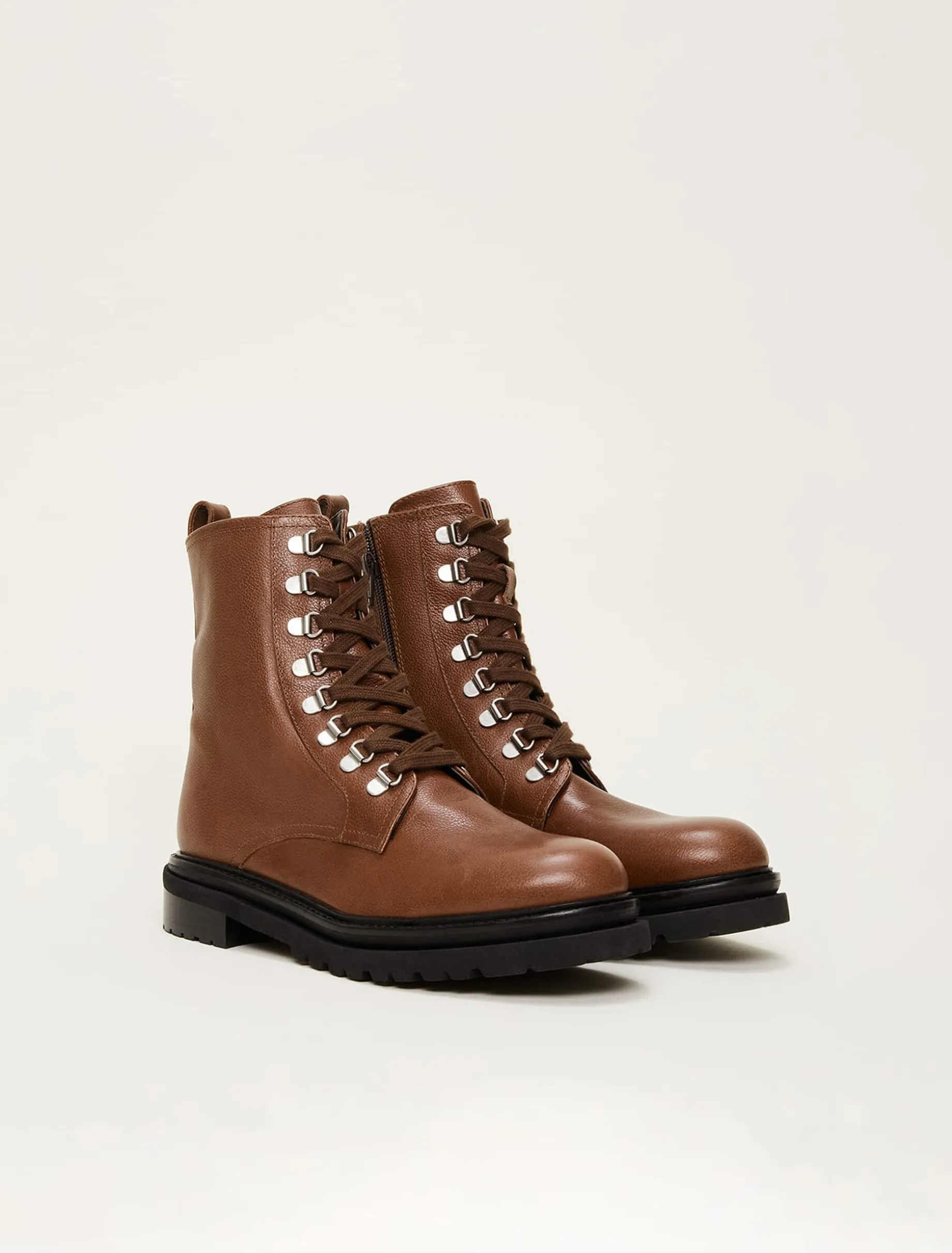 Boots^Phase Eight Meladie Leather Lace Up Boot Brown