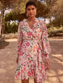 Dresses^Phase Eight Melinda Floral Wrap Dress Ivory/Multi