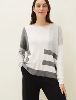 Knitwear^Phase Eight Melisse Colourblock Stripe Jumper Pink Multi