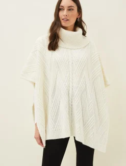 Scarves & Ponchos^Phase Eight Melly Cable Knit Cape Winter White