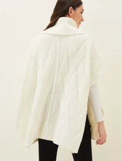 Scarves & Ponchos^Phase Eight Melly Cable Knit Cape Winter White