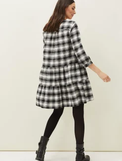 Dresses^Phase Eight Meriah Check Swing Dress Black/Ivory