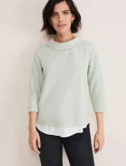 Tops & T-Shirts^Phase Eight Mica Textured Top Sage