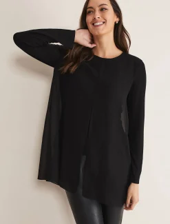 Tops & T-Shirts^Phase Eight Mika Double Layer Longline Top Black