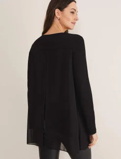 Tops & T-Shirts^Phase Eight Mika Double Layer Longline Top Black