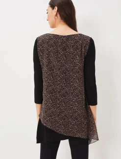 Tops & T-Shirts^Phase Eight Mika Printed Penele Top Black/Camel