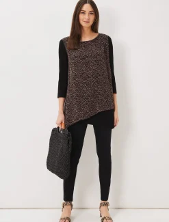Tops & T-Shirts^Phase Eight Mika Printed Penele Top Black/Camel