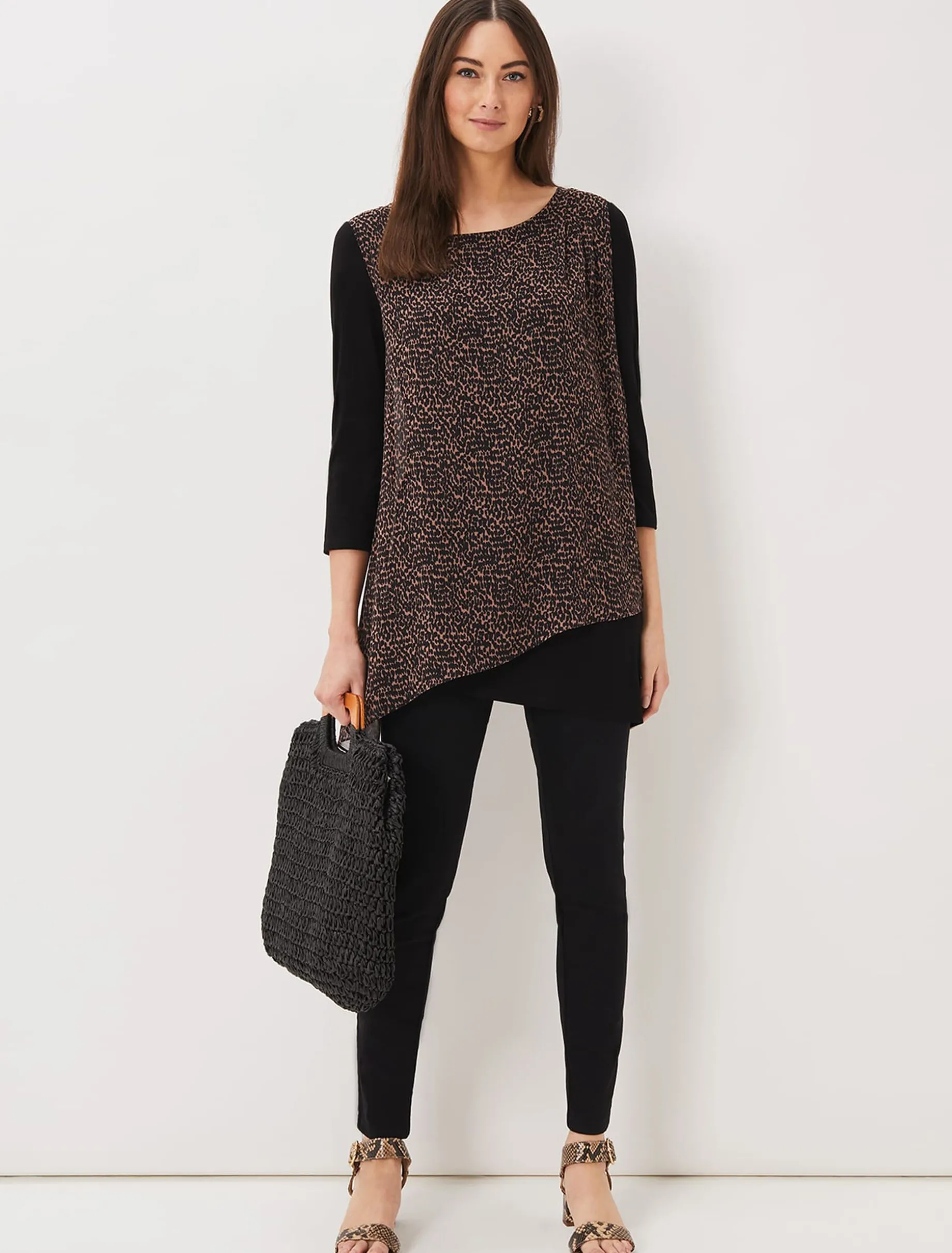 Tops & T-Shirts^Phase Eight Mika Printed Penele Top Black/Camel