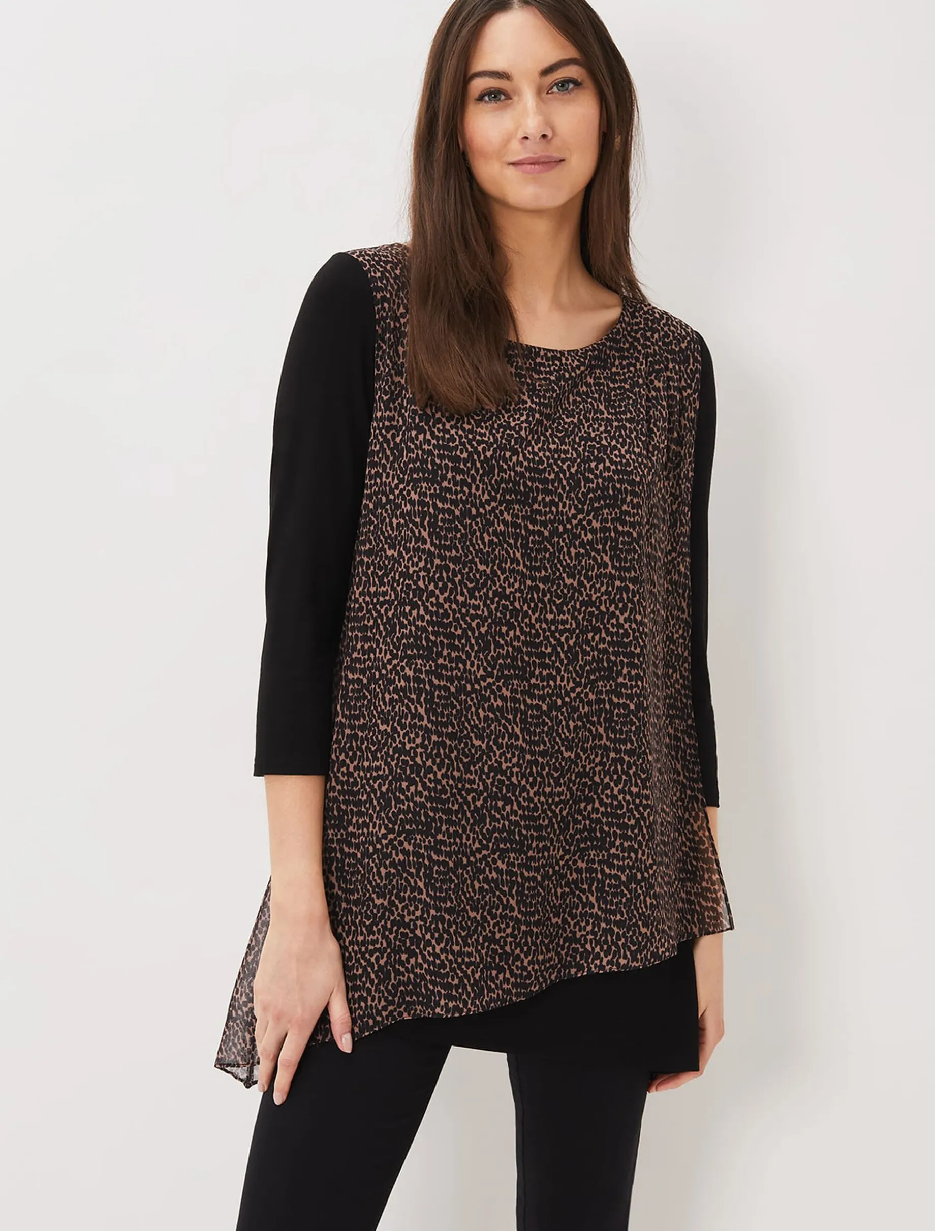 Tops & T-Shirts^Phase Eight Mika Printed Penele Top Black/Camel