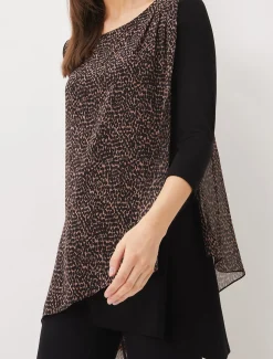 Tops & T-Shirts^Phase Eight Mika Printed Penele Top Black/Camel