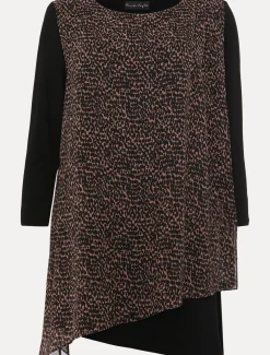 Tops & T-Shirts^Phase Eight Mika Printed Penele Top Black/Camel