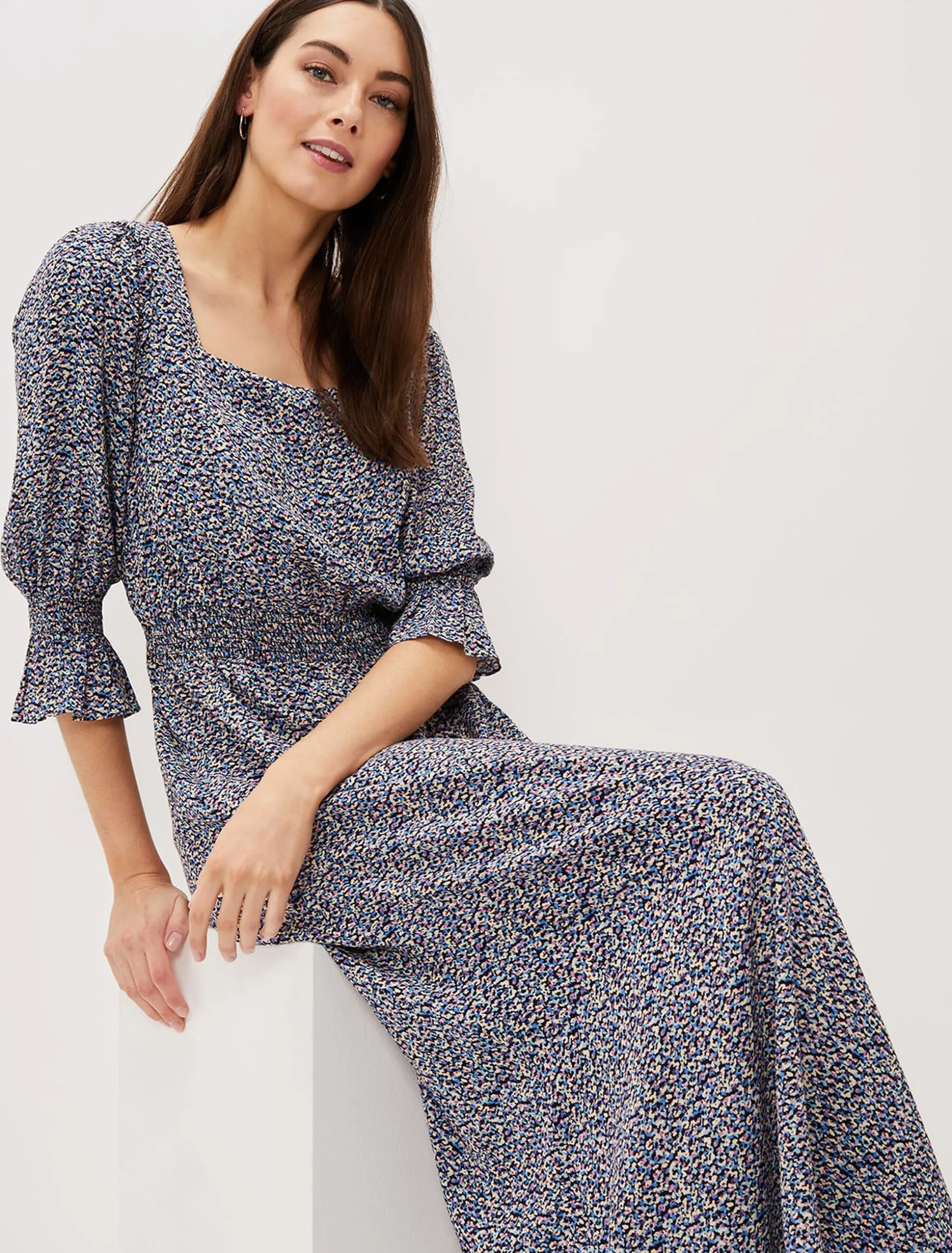 Dresses^Phase Eight Millie Ditsy Print Dress Blue Multi