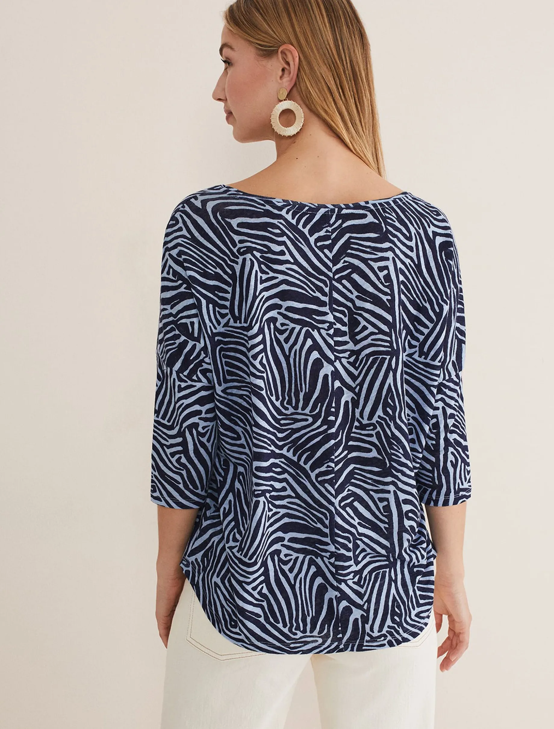 Tops & T-Shirts^Phase Eight Moire Zebra Linen Top Blue