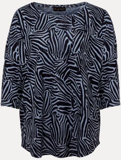 Tops & T-Shirts^Phase Eight Moire Zebra Linen Top Blue