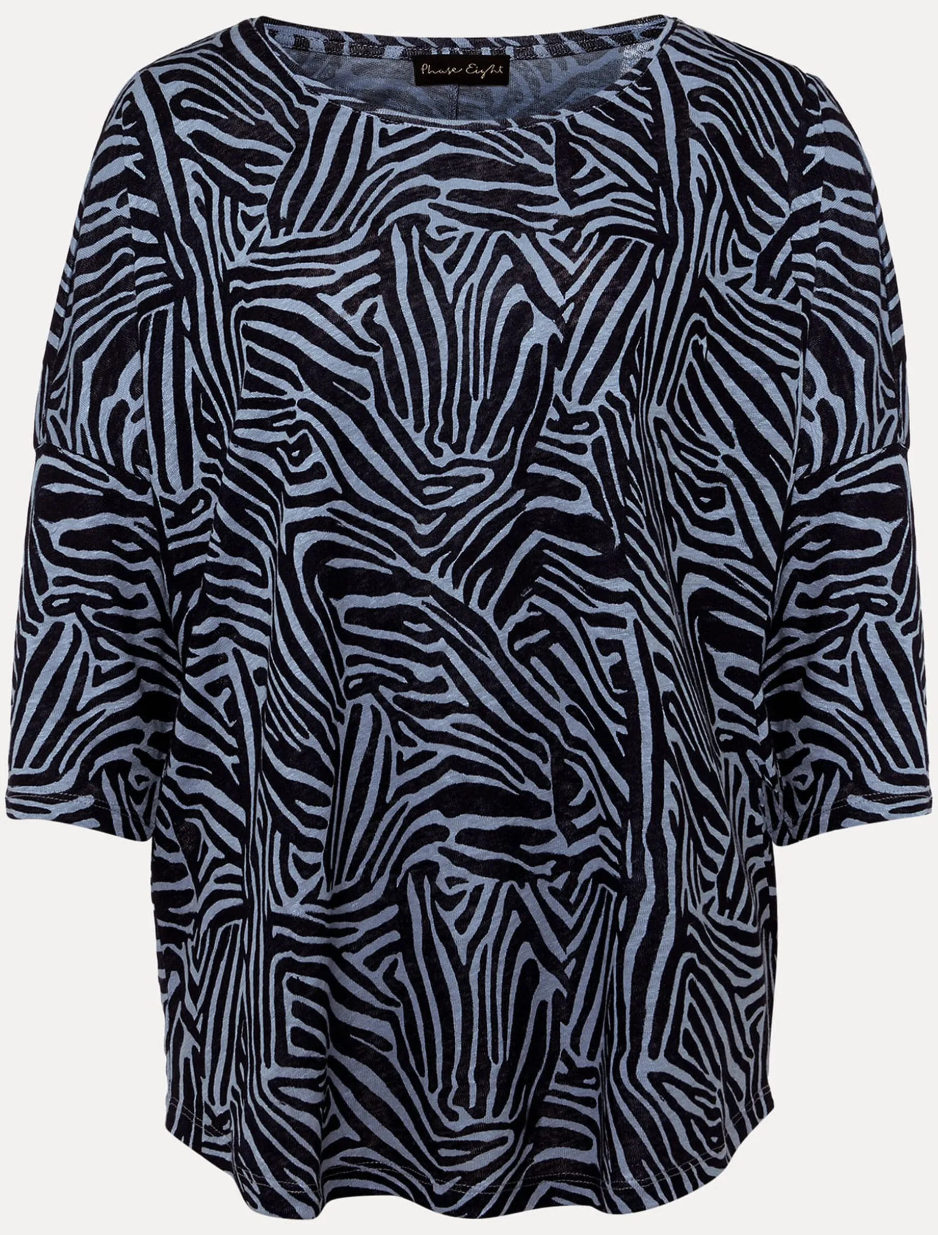 Tops & T-Shirts^Phase Eight Moire Zebra Linen Top Blue