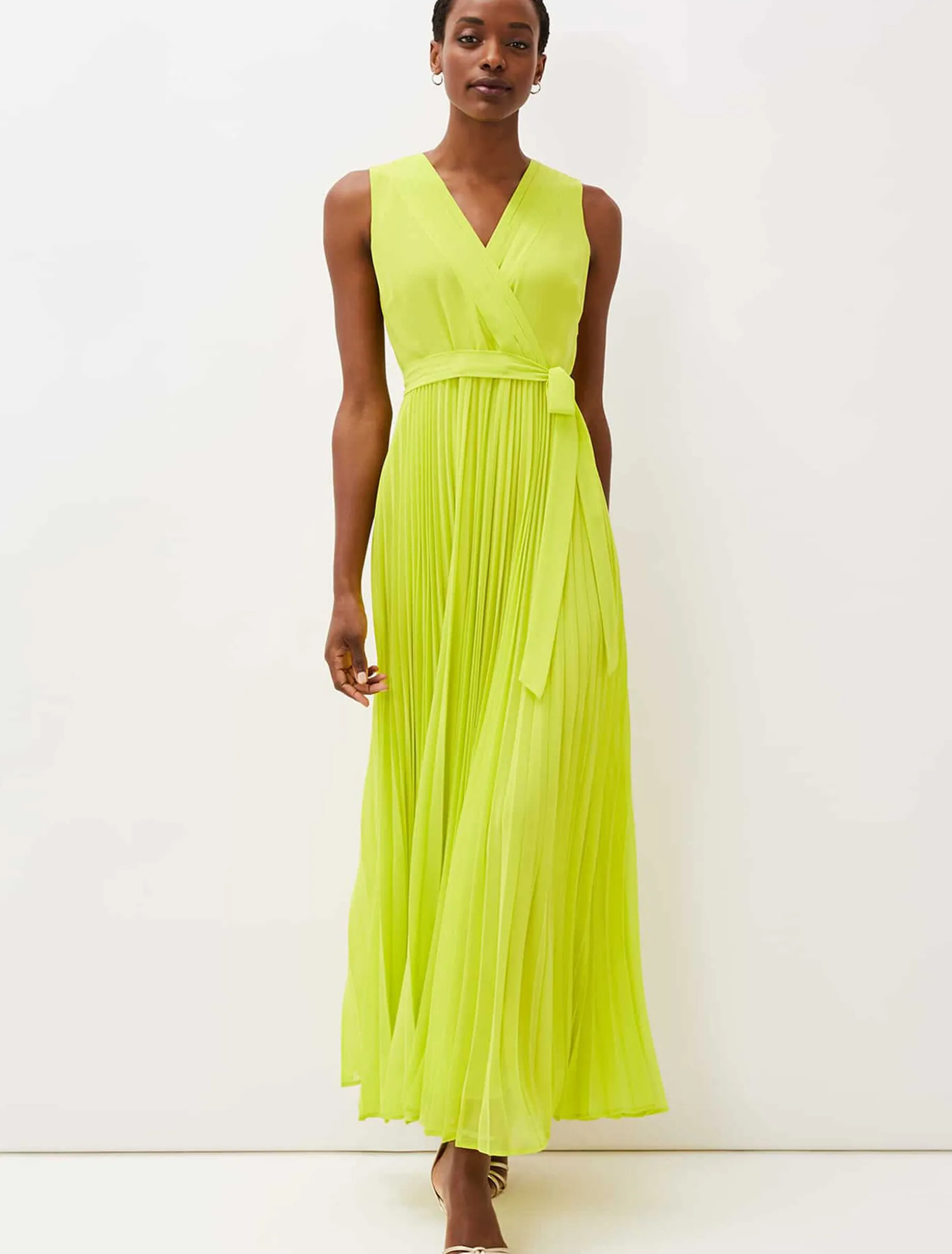 Dresses^Phase Eight Molly Chiffon Maxi Dress Lime