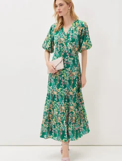 Dresses^Phase Eight Morven Wrap Maxi Dress Grass Green/Multi