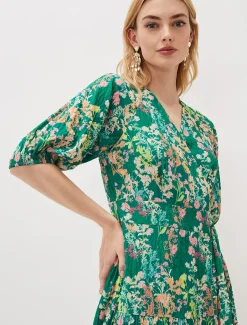 Dresses^Phase Eight Morven Wrap Maxi Dress Grass Green/Multi