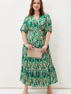 Dresses^Phase Eight Morven Wrap Maxi Dress Grass Green/Multi