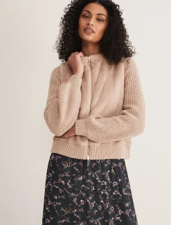 Jackets^Phase Eight Myla Fur Body Knit Jacket Camel