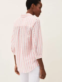 Shirts & Blouses^Phase Eight Nanette Stripe Broderie Shirt Pink/White