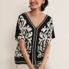 Tops & T-Shirts^Phase Eight Natalie V Neck Printed Top Black/Ivory