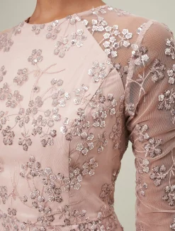 Dresses^Phase Eight Natalya Sequin Floral Maxi Dress Pink
