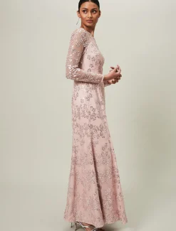 Dresses^Phase Eight Natalya Sequin Floral Maxi Dress Pink