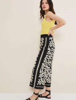 Trousers & Shorts^Phase Eight Nava Wide Leg Culottes Black/Stone