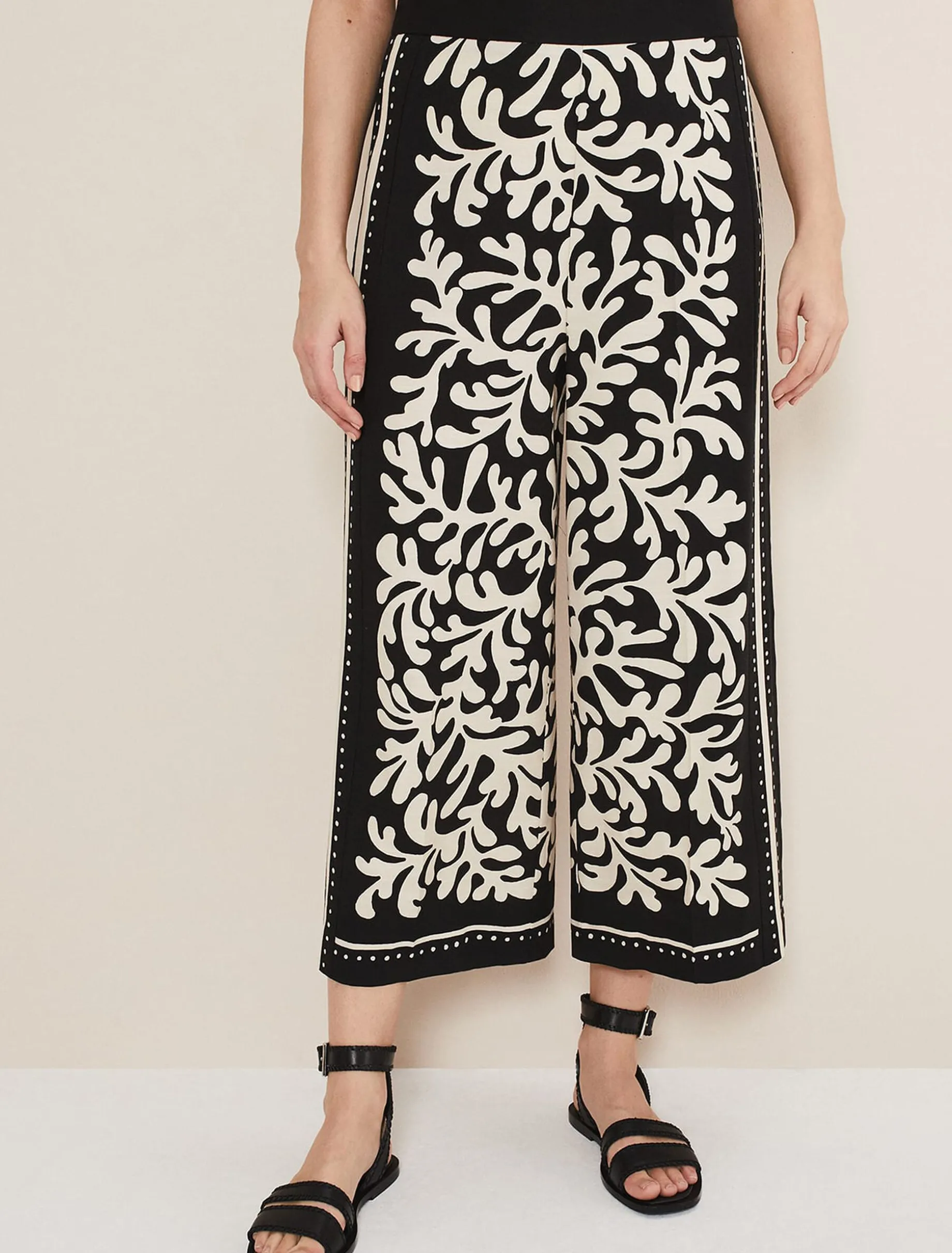 Trousers & Shorts^Phase Eight Nava Wide Leg Culottes Black/Stone