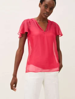 Shirts & Blouses^Phase Eight Naya Silk Fitted Blouse Pink