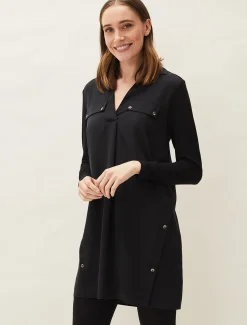 Shirts & Blouses^Phase Eight Neave Button Tunic Black