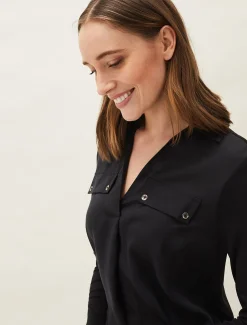Shirts & Blouses^Phase Eight Neave Button Tunic Black