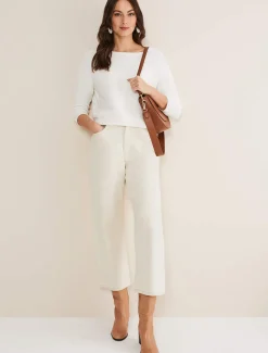 Trousers & Shorts^Phase Eight Nell Organic Denim Wide Leg Jean Ecru