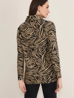 Tops & T-Shirts^Phase Eight Nerissa Animal Print Snuggle Camel/Black