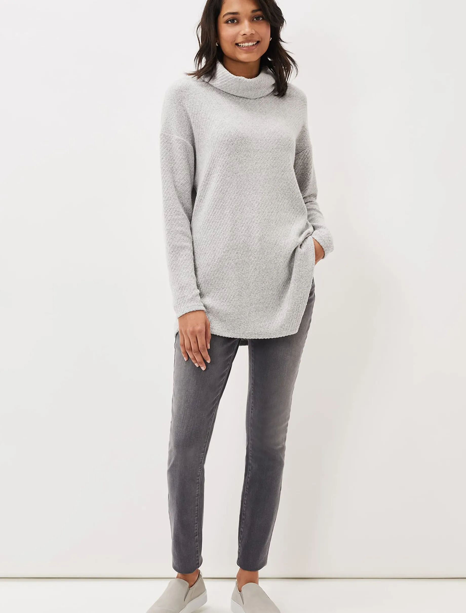 Tops & T-Shirts^Phase Eight Nico Asymmetric Textured Jersey Top Grey
