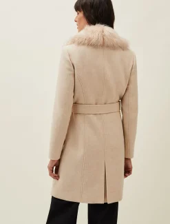 Coats^Phase Eight Nina Fur Collar Coat Winter White