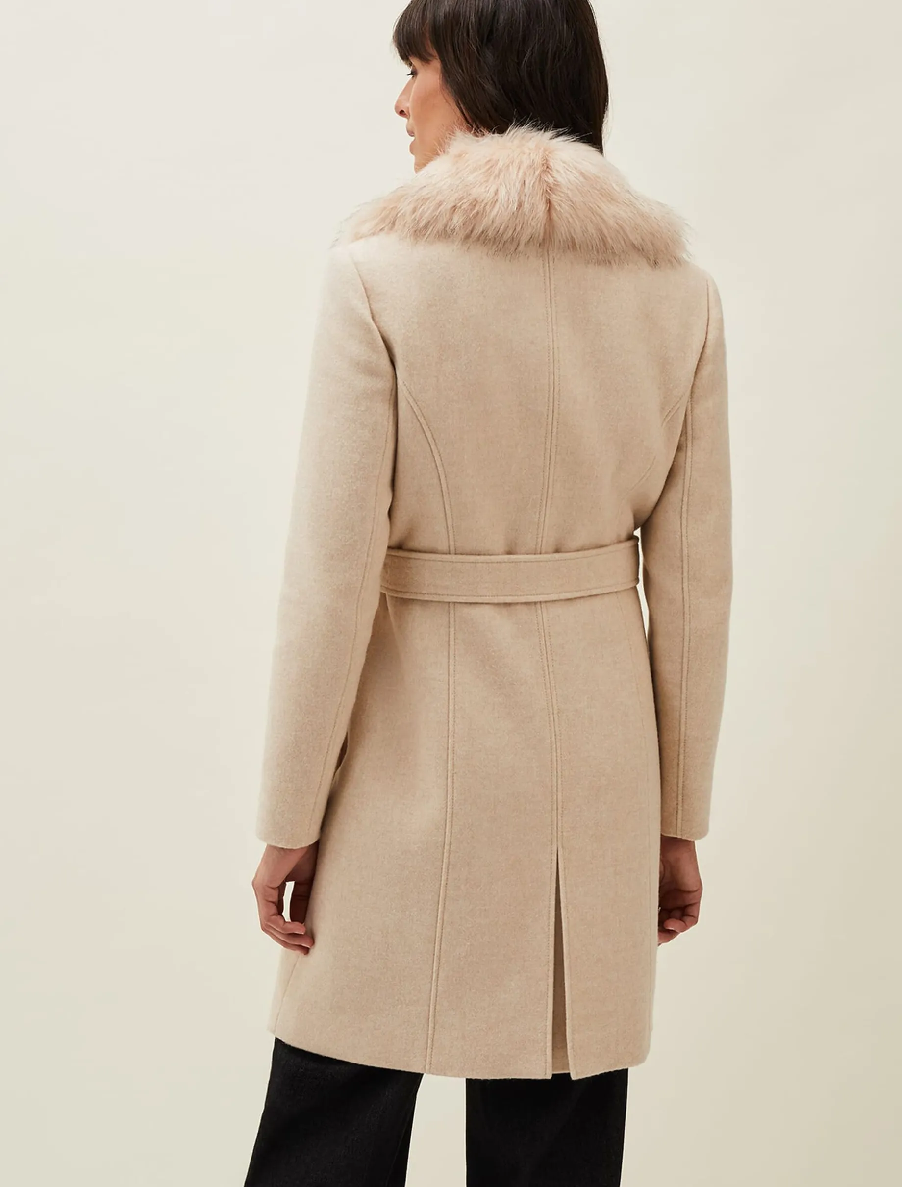 Coats^Phase Eight Nina Fur Collar Coat Winter White