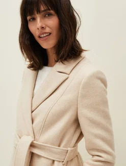 Coats^Phase Eight Nina Fur Collar Coat Winter White