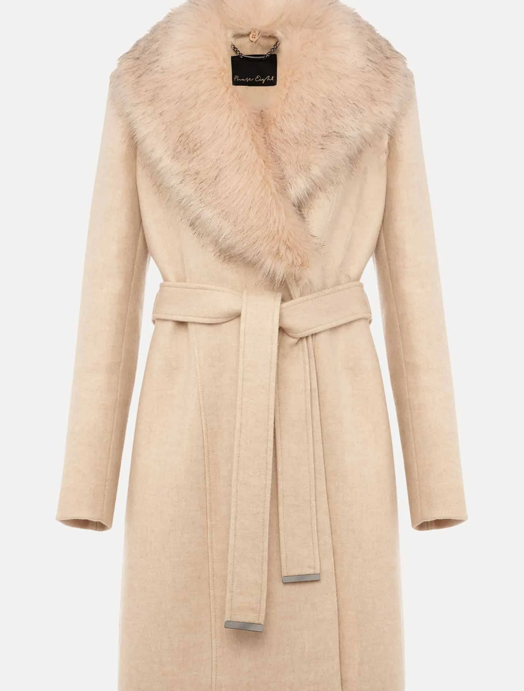 Coats^Phase Eight Nina Fur Collar Coat Winter White