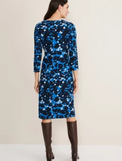 Dresses^Phase Eight Niya Floral Midi Dress Blue Multi