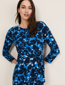 Dresses^Phase Eight Niya Floral Midi Dress Blue Multi