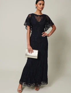 Dresses^Phase Eight Noelle Tapework Maxi Dress Navy