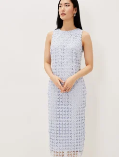 Dresses^Phase Eight Novah Lace Midi Dress Sky Blue