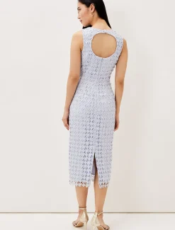 Dresses^Phase Eight Novah Lace Midi Dress Sky Blue