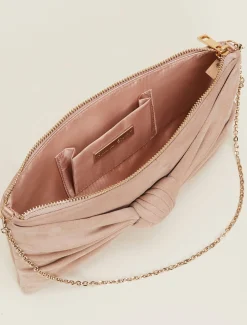 Bags^Phase Eight Nude Suede Clutch Bag Latte