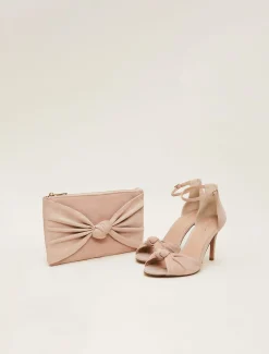 Bags^Phase Eight Nude Suede Clutch Bag Latte
