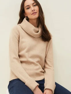 Knitwear^Phase Eight Odelia Cowl Neck Jumper Camel