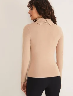 Knitwear^Phase Eight Ottilie Button Detail Roll Neck Knit Camel