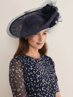 Fascinators & Hats^Phase Eight Oversized Floral Under Brim Fascinator French Navy